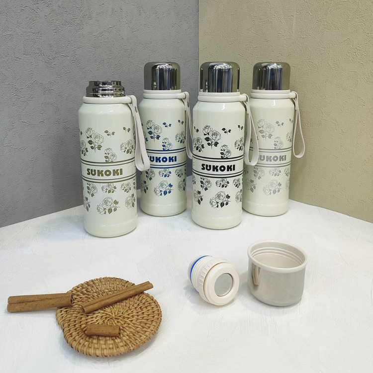 فلاسک استوانه سوکوکی طرح گلدار . 800 میل