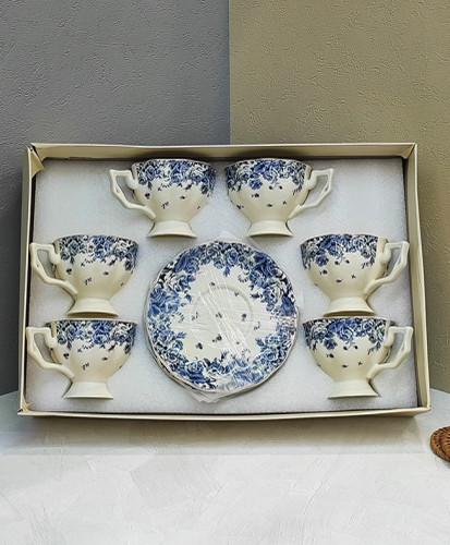 ست چای خوری . گل لب آبی